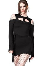 Minivestido KILLSTAR - Correa recortada brillante azufre alternativa bruja gótica