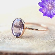 Anillo de plata esterlina 925 con piedras preciosas de amatista africana hecho a mano joyería anillo regalo