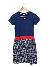 KangaROOS Sommerkleid Damen Blumenmuster Kurzarm Baumwolle Blau Rot Weiß Gr. 34