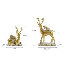 Par de decoración de resina de ciervo dorado para sala de estar tema estético chino