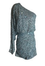 Vestido para mujer talla 2 lentejuelas azul manga envolvente tipo midi cremallera lateral nuevo con etiquetas