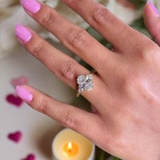 Anillo de diamantes boda oro cultivado 18k blanco corte ovalado IGI 5 6 7 2,7...