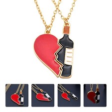 4 Pcs Perfume Bottle Necklace Heart Charm Necklaces for Women Fashion