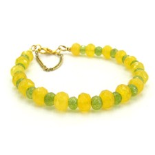 Pulsera de zafiro amarillo y verde kuncita mujer brazalete regalo único Bailysbeads®