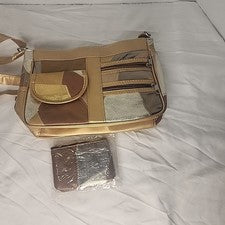 Cartera de cuero de piel de cordero metálica retazos bolsillos con cremallera correa para el hombro Y2K años 90