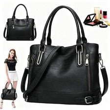 Bolso de hombro grande de cuero suave para mujer