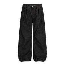 Jeans Americanos Negros Retro Para Hombre Sueltos Pierna Ancha Primavera y Otoño Moda