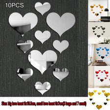 Pegatinas de pared con espejo en forma de corazón 3D calcomanía extraíble mural decoración de habitaciones y hogares