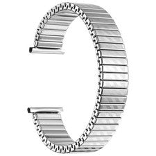 Correas de reloj de expansión de acero inoxidable de 20 mm patrón ondulado, plateadas