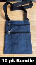 Bolso Bandolera de Cadera Estilo Denim 10pk con 3 Bolsillos con Cremallera, Azul