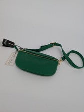 Riñonera bandolera de cuero italiano verde Viola Castellani nueva con etiquetas