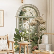 Pegatina de pared de flores 3D extraíble con plantas verdes para decoración de habitaciones