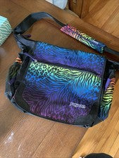 Nuevo de Lote Antiguo Jansport Arco Iris Animal Bandolera Mensajero Bolso para Laptop Y2K Estilo Lisa Frank