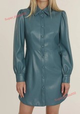 Mujer Vestido de Cuero Premium Informal Ropa de Fiesta Elegante Calce Ajustado Moda Conjunto