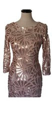 JS Collections Para Mujer 2 Rosa Burnout Encaje Lentejuelas Cóctel Romántico Bodycon Cremallera