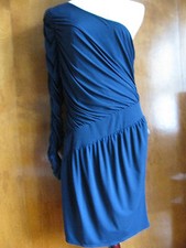 Vestido para mujer Laundry By Design azul marino de noche forrado con un hombro talla 12