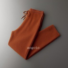 Pantalones largos de lana de cachemir para hombre elásticos tejidos con cordón pantalones de pierna recta
