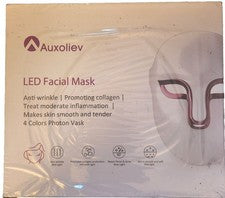 Mascarilla facial LED Auxoliev terapia de luz, mascarilla facial LED para el cuidado de la piel, luz roja azul...
