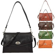 Bolso Bandolera con Solapa de Cuero Real para Mujer con Estilo 2 en 1 Arden NUEVO
