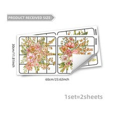 Pegatinas florales de salón dormitorio autoaplicables con respaldo diseño de flores rosas