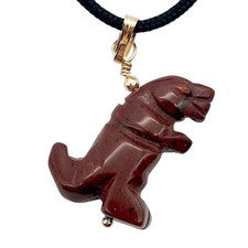 Collar Colgante Jaspe Rojo T-Rex|Joyería Piedras Semipreciosas| Colgante 14k gf |