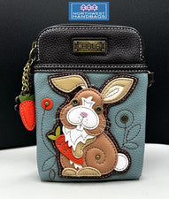 BOLSO BANDOLERA MONEDERO CONEJO CELULAR JARDÍN CHALA AZUL