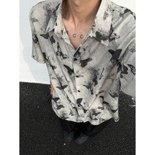 Para hombres Verano Moda Tendencia Manga Corta Camisa Calle Suelta Estampada Camisa Nueva
