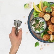 Juego de dos tamaños de pala de falafel de acero inoxidable para albóndigas y bolas Hers