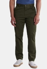Pantalones cargo George de moda para hombre en verde militar, elásticos, entrepierna de 32", nuevos con etiquetas.
