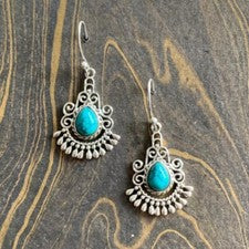 Pendientes hechos a mano de plata de ley 925 maciza turquesa natural joyería de regalo