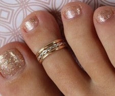 Anillo de dedo ajustable de 3 filas de metal de plata 925 para mujer enchapado en oro amarillo de 14 k
