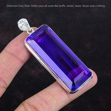 Joyería colgante boho Art Deco amatista africana natural febrero plata esterlina