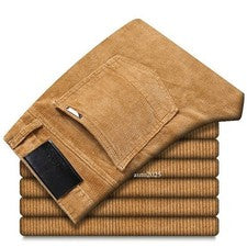 Pantalones informales de pana para hombre moda de negocios elásticos calce regular pantalones gruesos