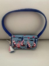 Hecho a mano en la India Velero Océano Rojo Blanco Azul Bolso con Cuentas con Dije de Barco Nuevo con Etiquetas