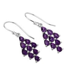 Pendientes colgantes de plata de ley 925 amatista para mujer hechos a mano joyas múltiples piedras