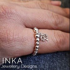 Anillo apilable de plata de ley 925 con cuentas elástico árbol de la vida encanto de INKA