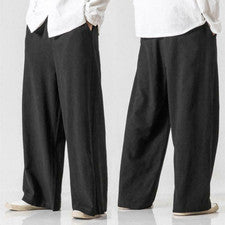 Pantalones sueltos de lino y algodón estilo chino de kung fu tai chi para hombre