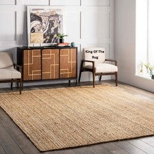 Alfombra cuadrada de yute beige natural trenzada a mano alfombra de yute de granja