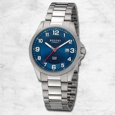 Regent Titanio Reloj de los Hombres Pulsera Cuarzo Plata Titan-Uhren URBA776
