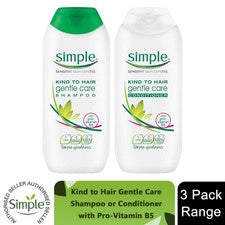 Champú y acondicionador Simple Kind to Hair Gentle Care con Pro-Vitamina B5 -3x200 ml