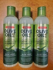 Paquete de 3: Champú cremoso de aloe de limpieza profunda con aceite de oliva ORS 8 oz. ea. E6C