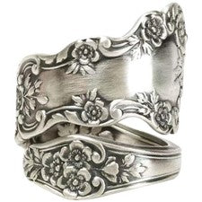 Anillo cuchara oxidada de plata de ley 925 ajustable joyería regalos para...