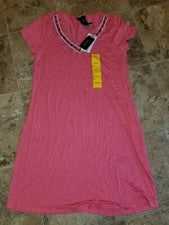 Nuevo con etiquetas Vestido Camiseta Mujer Diseño Historia Manga Corta Rosa Tropicana Coral M S