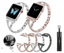 Pulsera de diamantes de imitación de acero con diamantes de imitación para Apple iWatch 11 10 9 8 7 6 5 4 SE
