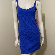 Vestido para mujer azul poliéster informal elástico ajustado correas cremallera talla S