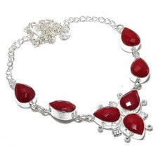 Collares de joyería de plata de ley 925 hechos a mano con piedras preciosas de ónix rosa talla 18"