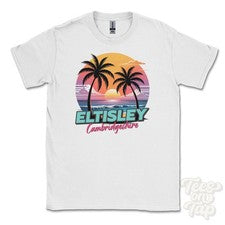 CAMISETA ELTISLEY CAMBRIDGESHIRE - Retro Estilo Miami Divertida Parodia de Verano Reino Unido