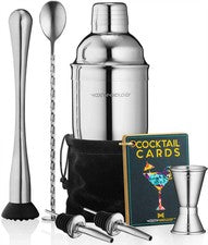 Moderno Juego de Coctelera Mixology 8 Piezas con Bolsa de Terciopelo Juego de Regalo Día del Padre