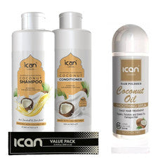 Set, champú y acondicionador para el cuidado del cabello con aceite de coco 500 ml cada uno con pulidor de cabello