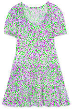 Vestido para mujer - Vestido estampado flamenco verde púrpura - Pequeño - Mini vestido